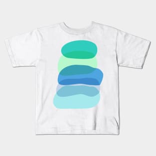 Colorful Abstract Blue and Green Shapes Kids T-Shirt